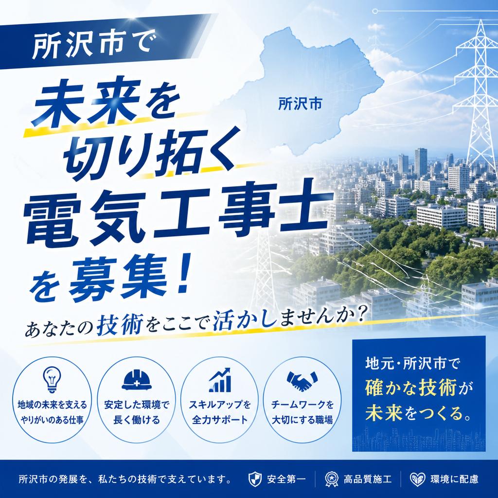 所沢市で未来を切り拓く電気工事士を募集！あなたの技術をここで活かしませんか？