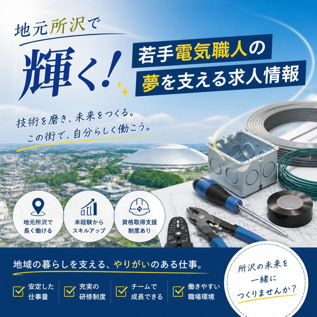 地元所沢で輝く！若手電気職人の夢を支える求人情報